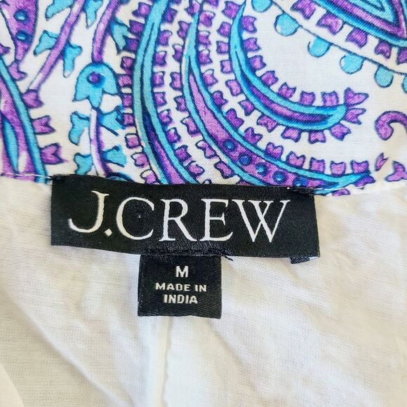 J. Crew Dress M Purple Blue Paisley Tiered Sleeveless A-Line Maxi Sundress - Picture 6 of 11